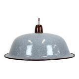 Industrial Factory Grey Enamel Ceiling Lamp, 1960s