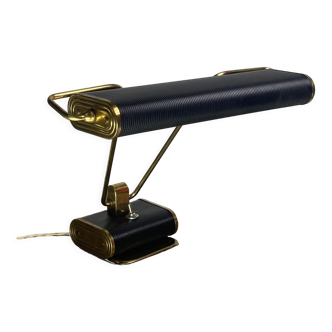 Black and brass gold desk lamp model N71 for Jumo, France 1940s
