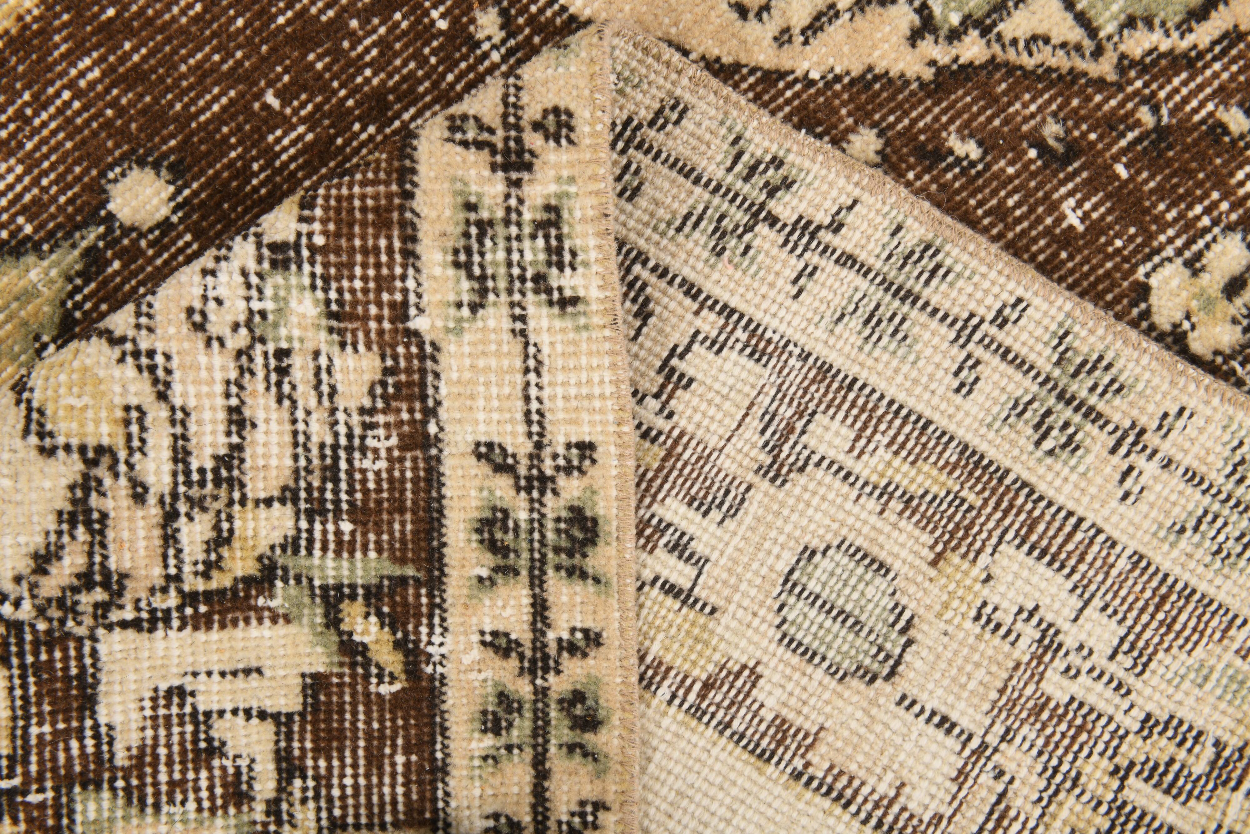 5x9 Cream & Brown Turkish Vintage Rug 162x260Cm SK 24779