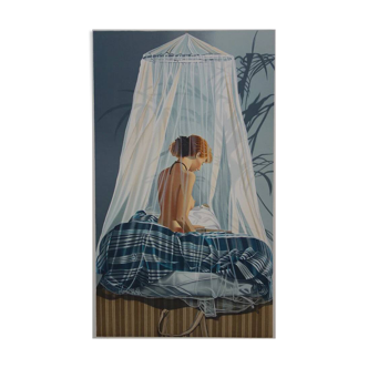 Nadine LE PRINCE: Undressed under the mosquito net, original signed lithograph