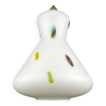 Lampe suspendue en verre opalin Murano italienne de milieu de siècle par Stilnovo, années 1950