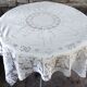 Square tablecloth 1900 very embroidered for round table