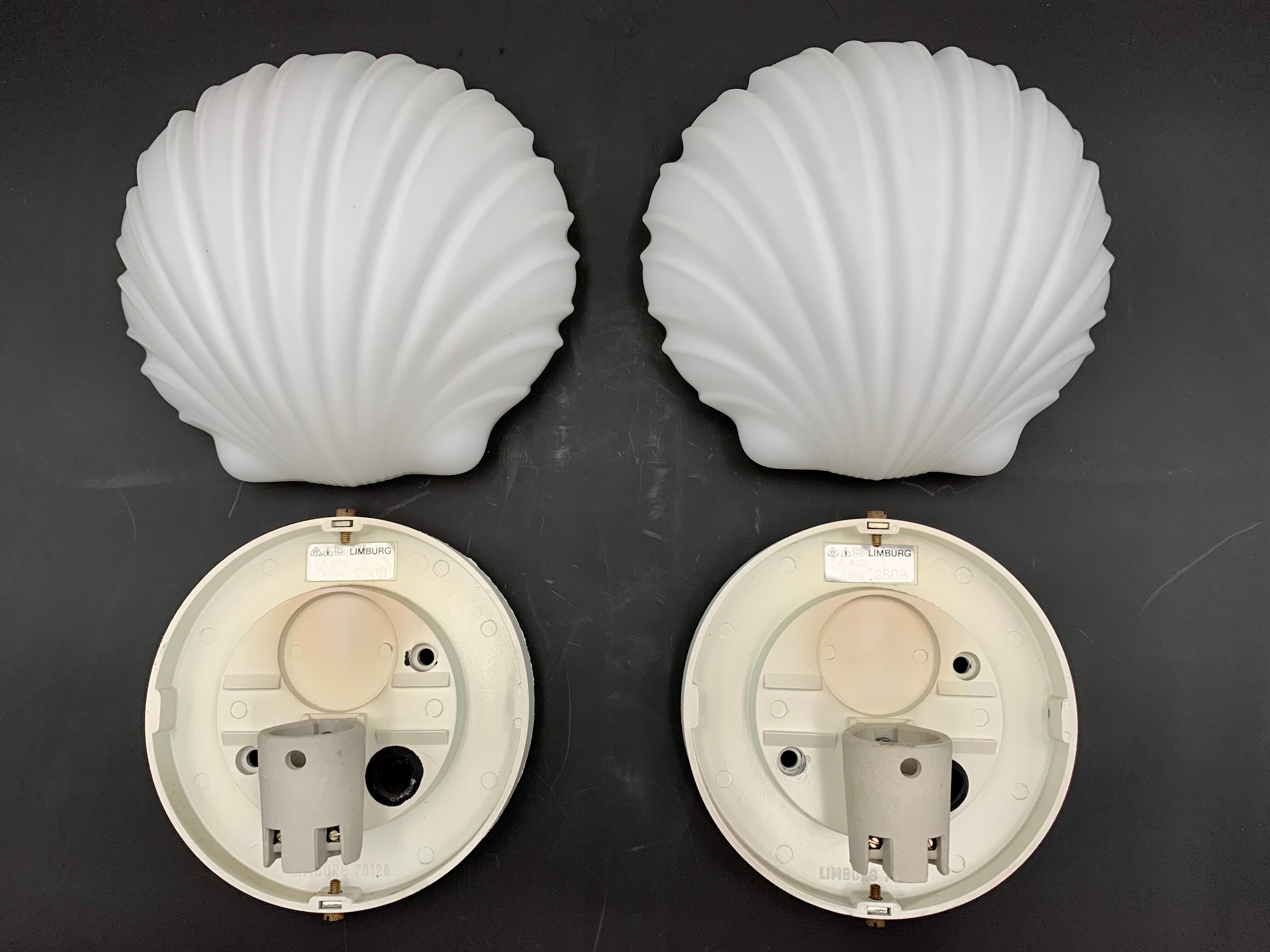 Paire d'appliques murales coquillage de Glasshutte Limburg