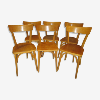 Suite of 6 vintage bistro chairs 1965