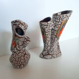 2 Vases of Vallauris in ceramic swaddled volcanic effect.
