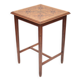 Table en bois avec marqueterie, plateau parquet ancien