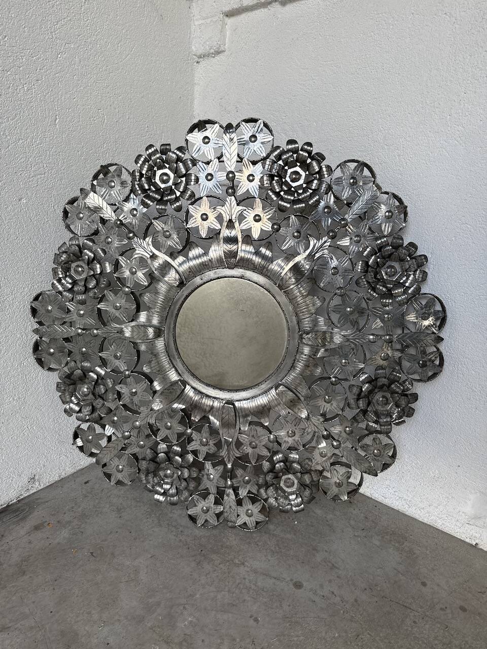 Vintage Mexican metal large mirror