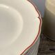 12 white old flat plates with brown fillet