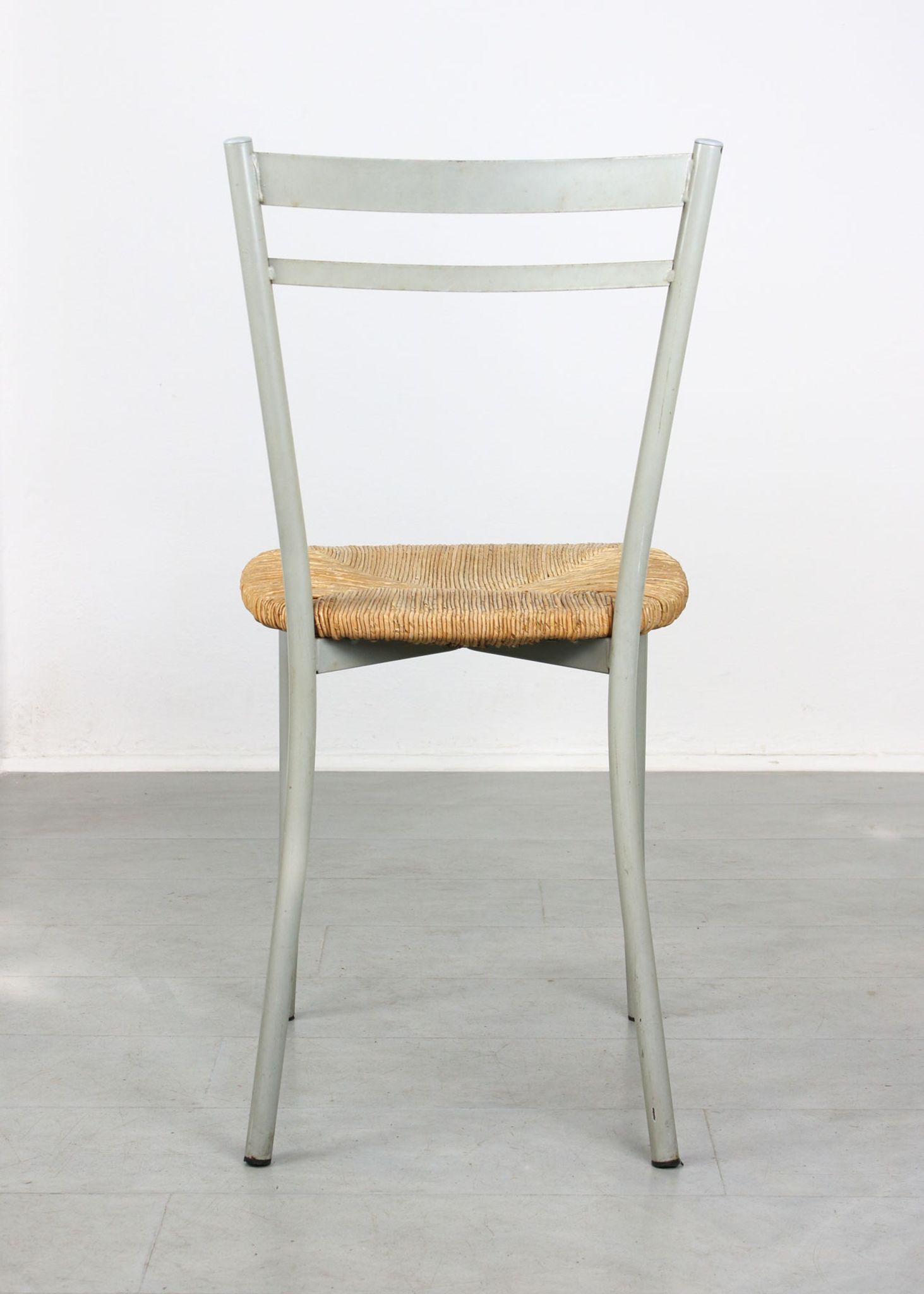 Vintage italian straw and metal chair