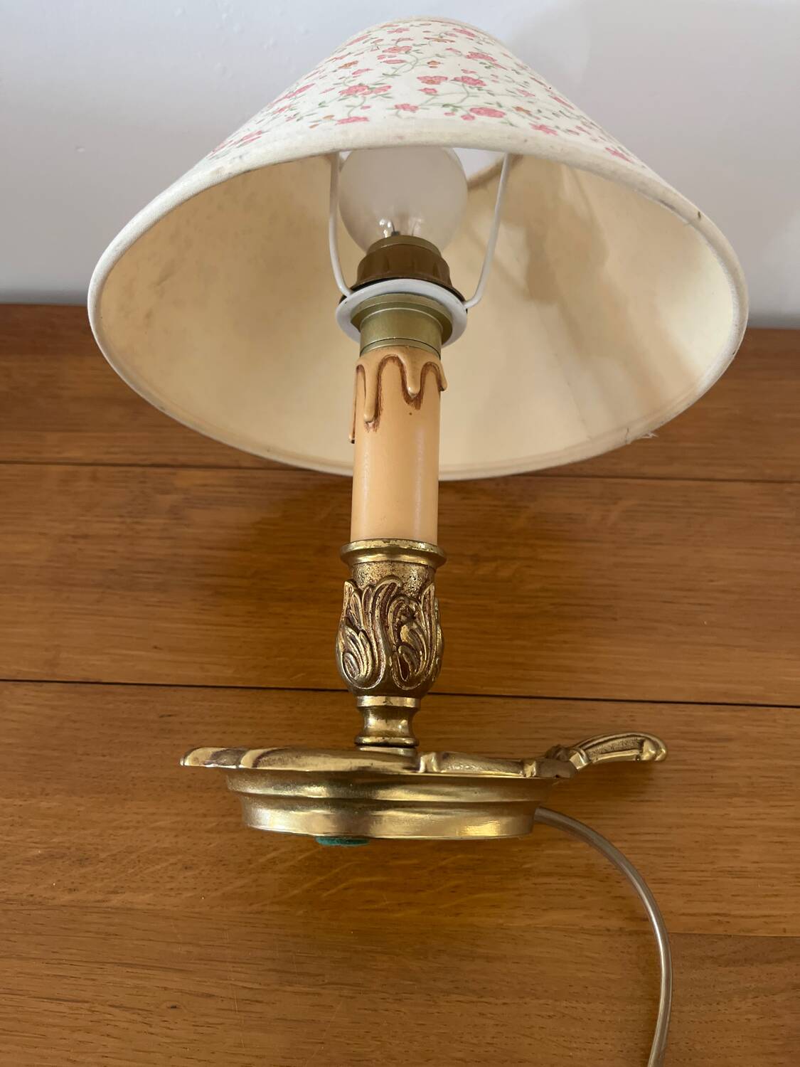 Vintage Brass Candle Bedside Lamp