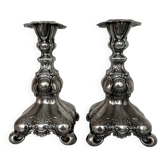 Bougeoirs en argent baroque faits à la main par GAB, années 1930, Suède