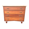 Vintage chest of drawers with compass feet in oak.