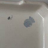 Vintage old trivet Badonviller blue graphic pattern