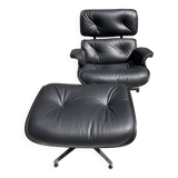 All Black Lounge Chair with Ottoman by Charles Eames
