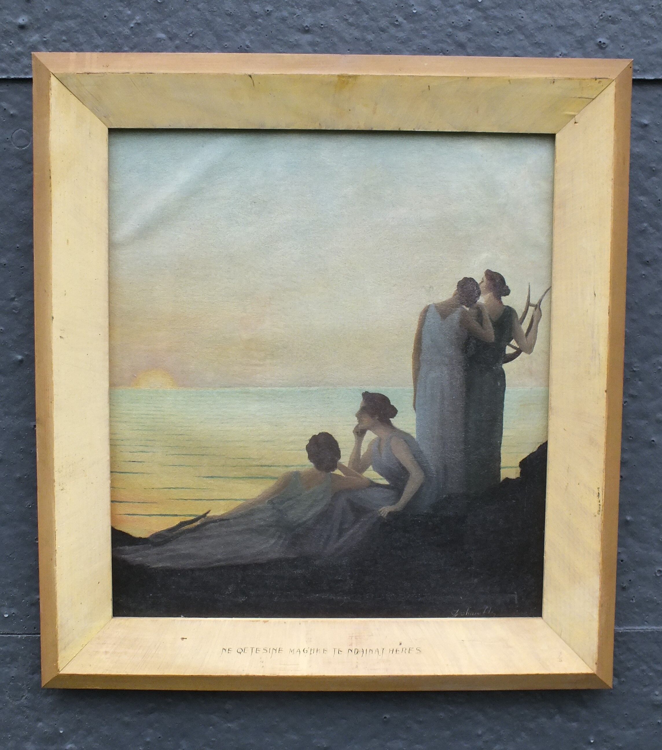 Soir antique, after Alphonse Osbert, oil on canvas signed framed