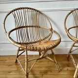 Pair of vintage rattan armchairs