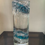 Vintage cylindrical crystal vase with inclusion