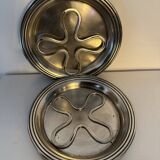 Pair of art deco coasters Christofle, Luc Lanel, Undulations model