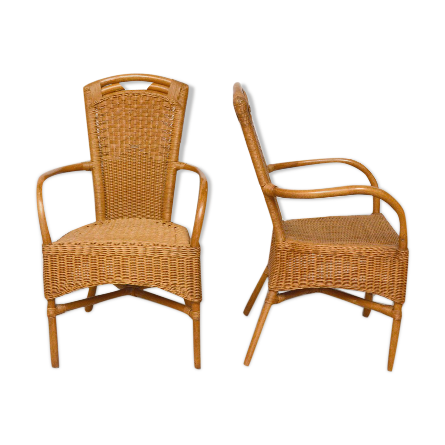 Pair of rattan armchairs