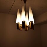 Midcentury brass and opaline ceiling lamp by Hans-Agne Jakobsson, Sweden, 1950s.