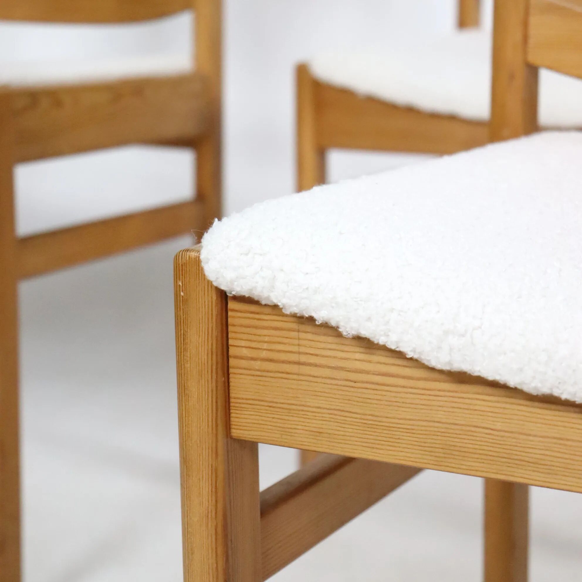Set of four pine chairs from the 1960s.