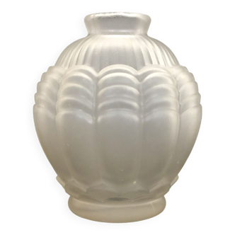 Vase Art Déco en verre dépoli. Epoque Art Déco. Made in France