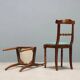 Antique Louis-Philippe walnut chairs with upholstered seats, 19th century.