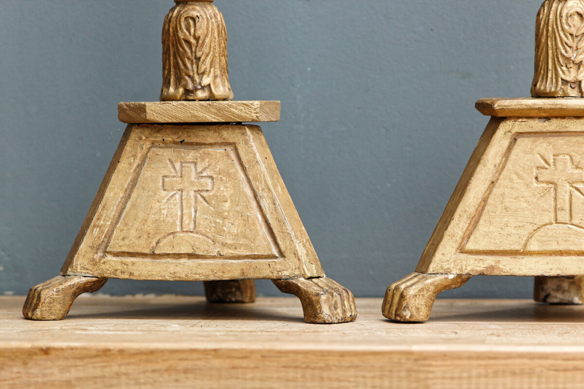 Pair of wooden candle spades, 18th century