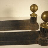 Pair of cast iron and brass chenets