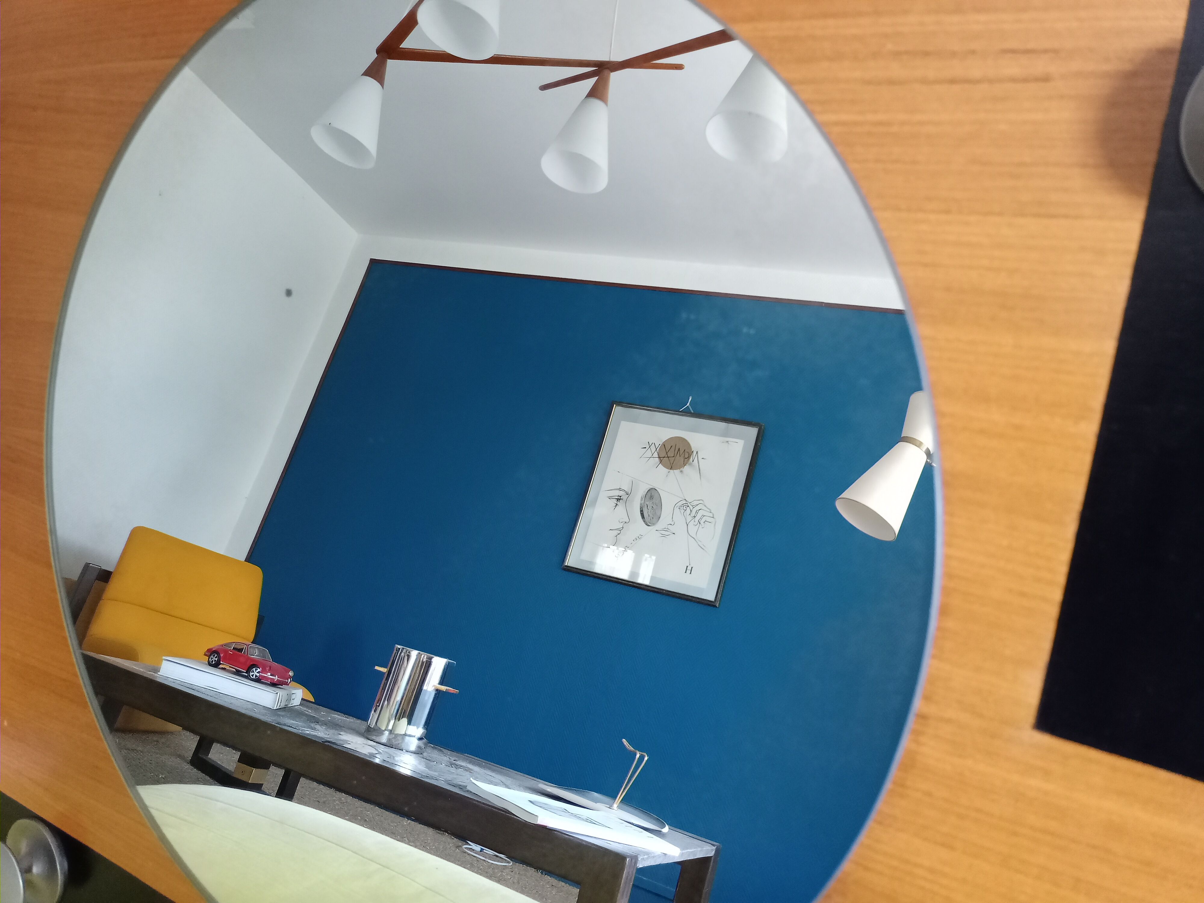 wall mirror on golden oak from the 60s 70x60cm