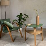 Hugues Steiner bow wood double top tripod coffee table