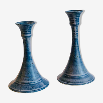Pair of vintage ceramic candle holders