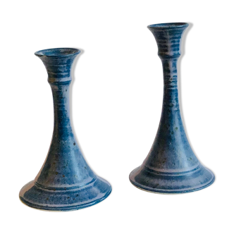 Pair of vintage ceramic candle holders