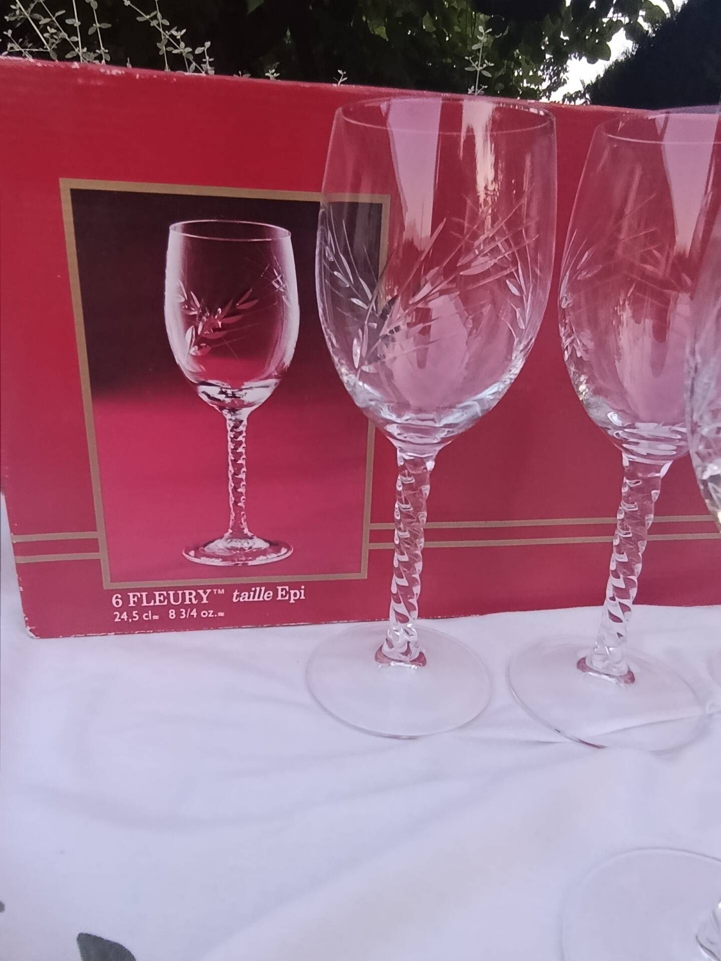 6 stemmed glasses 24 cl "épi" - Fleury, Cristal d'Arques