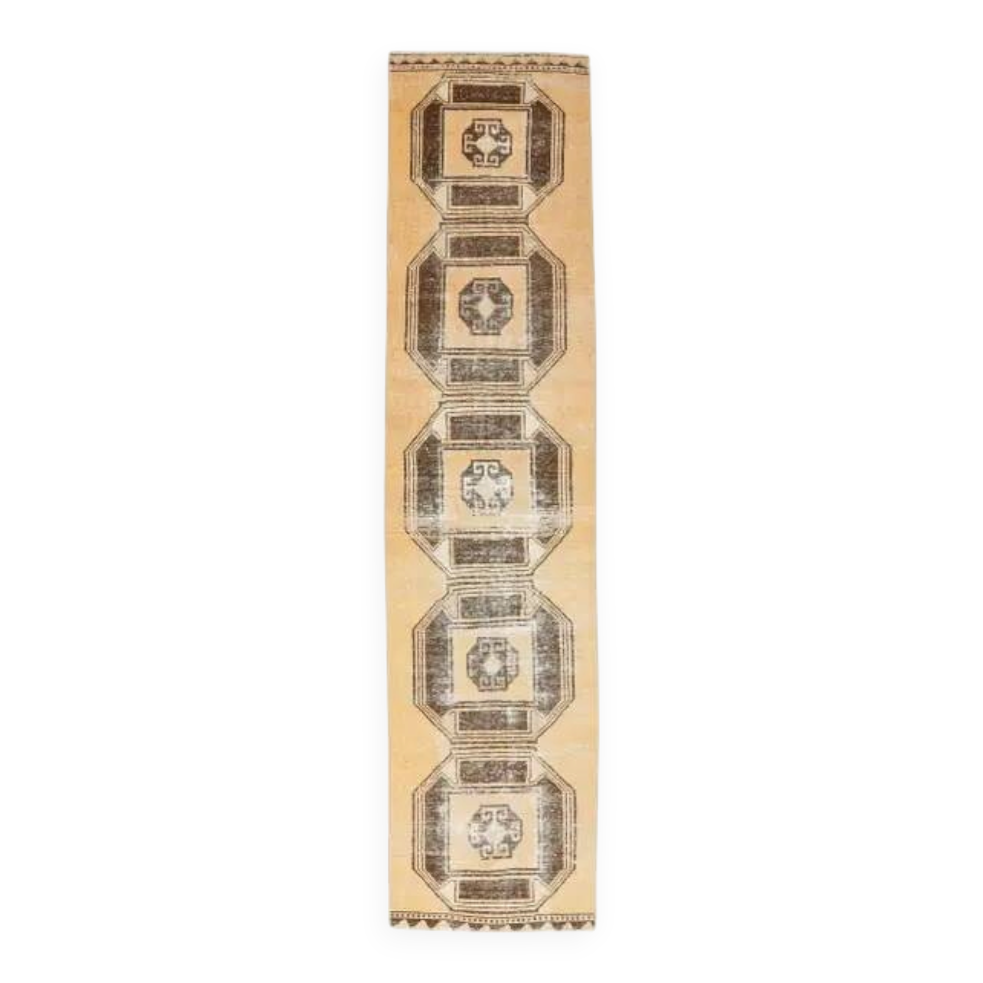 Vintage Orange Turkish Hand-Knotted Runner 80x338