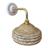 Angled wall lamp with vintage shade in yellow Clichy glass and silver edging