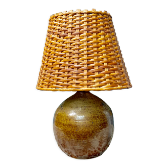 Sandstone and rattan lamp