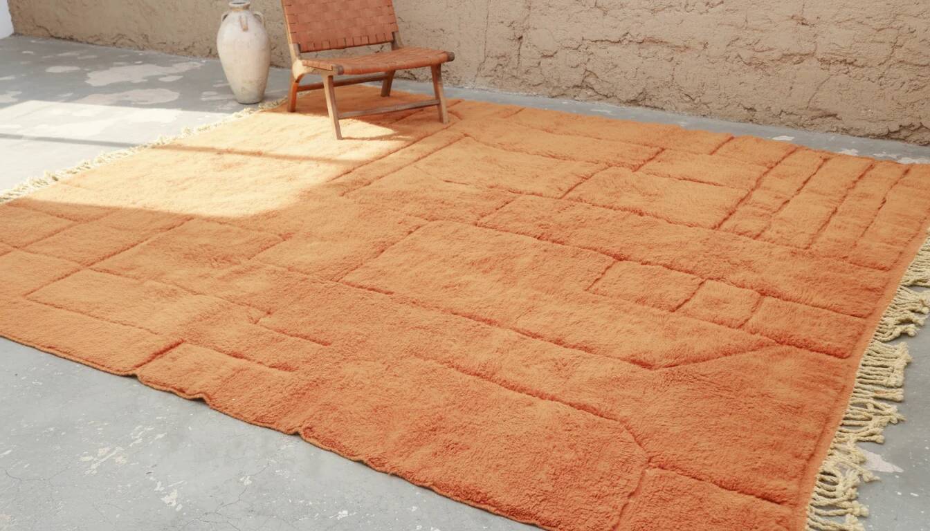 Large Mrirt rug 330×310 cm – Luxury Berber rug in terracotta wool, GO-969