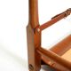 Rare 1990s safari stool with a teak frame and a seat made of brown saddle l