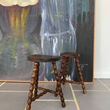 Pair of tripod stools turned wood
