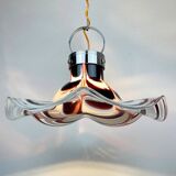 Original Murano glass flower pendant lamp in brown by AV Mazzega, Italy, 1970s.
