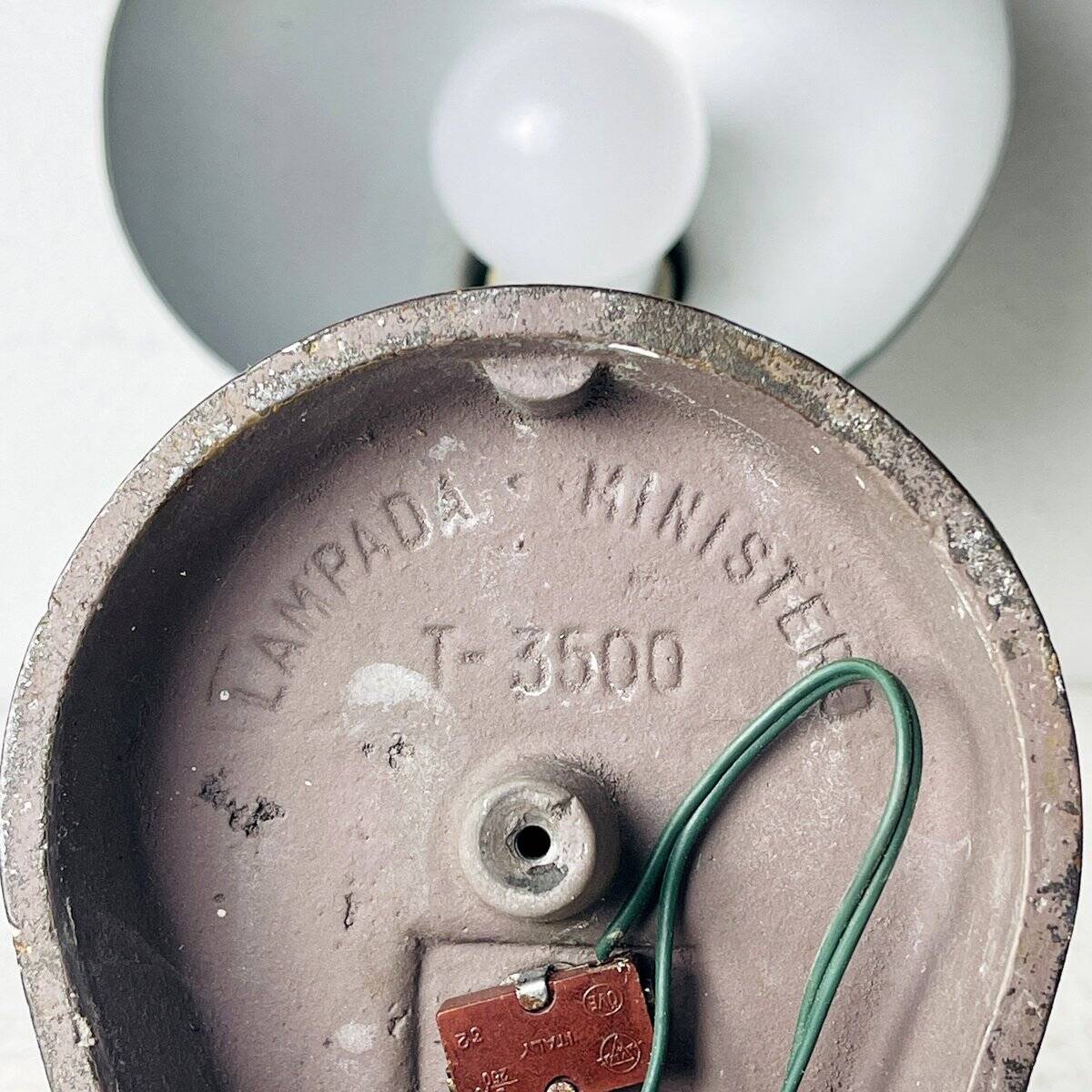 Mid-century green metal ministerial desk lamp by A. R. Torino, Italy, 1950s.