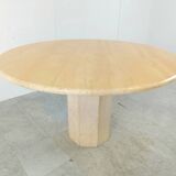 Round italian travertine dining table 1970s