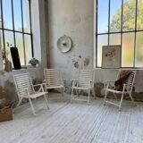 4 white wooden garden chairs