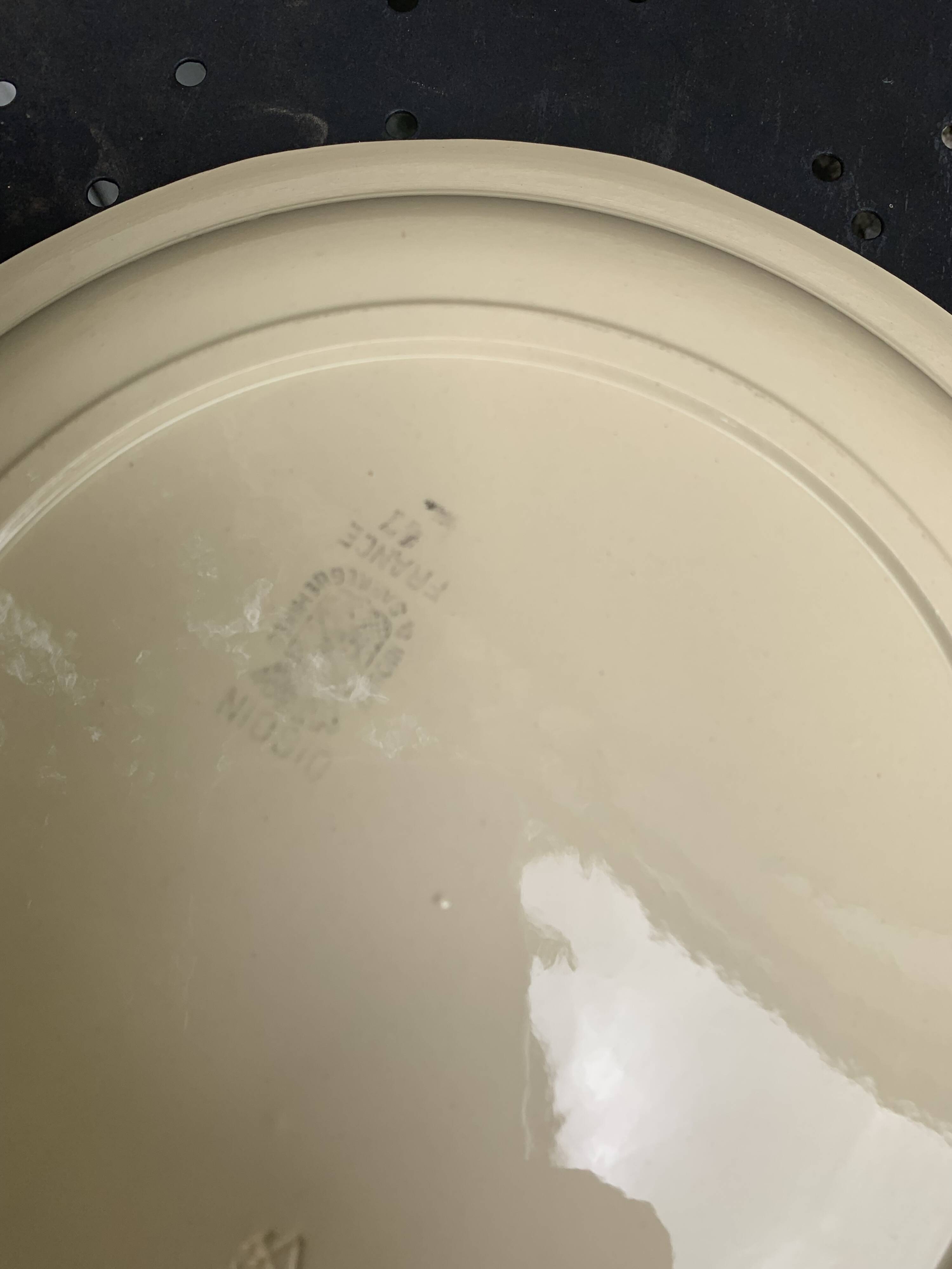 Hollow dish with blue rose motif, octagonal, vintage Digoin