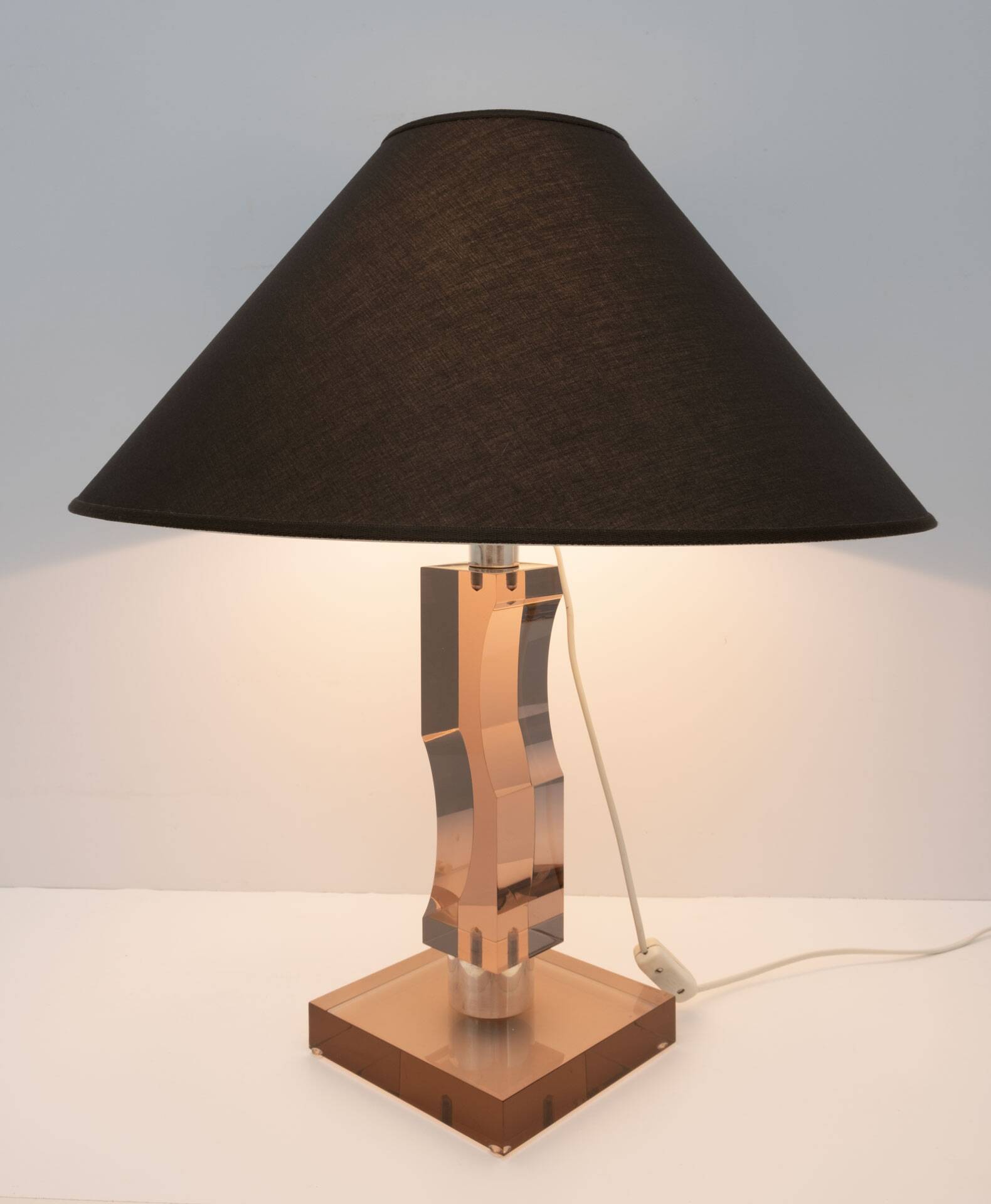 Mid-century Moden Italian Plexiglass and Silver Table Lamp, 1970s