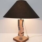 Mid-century Moden Italian Plexiglass and Silver Table Lamp, 1970s