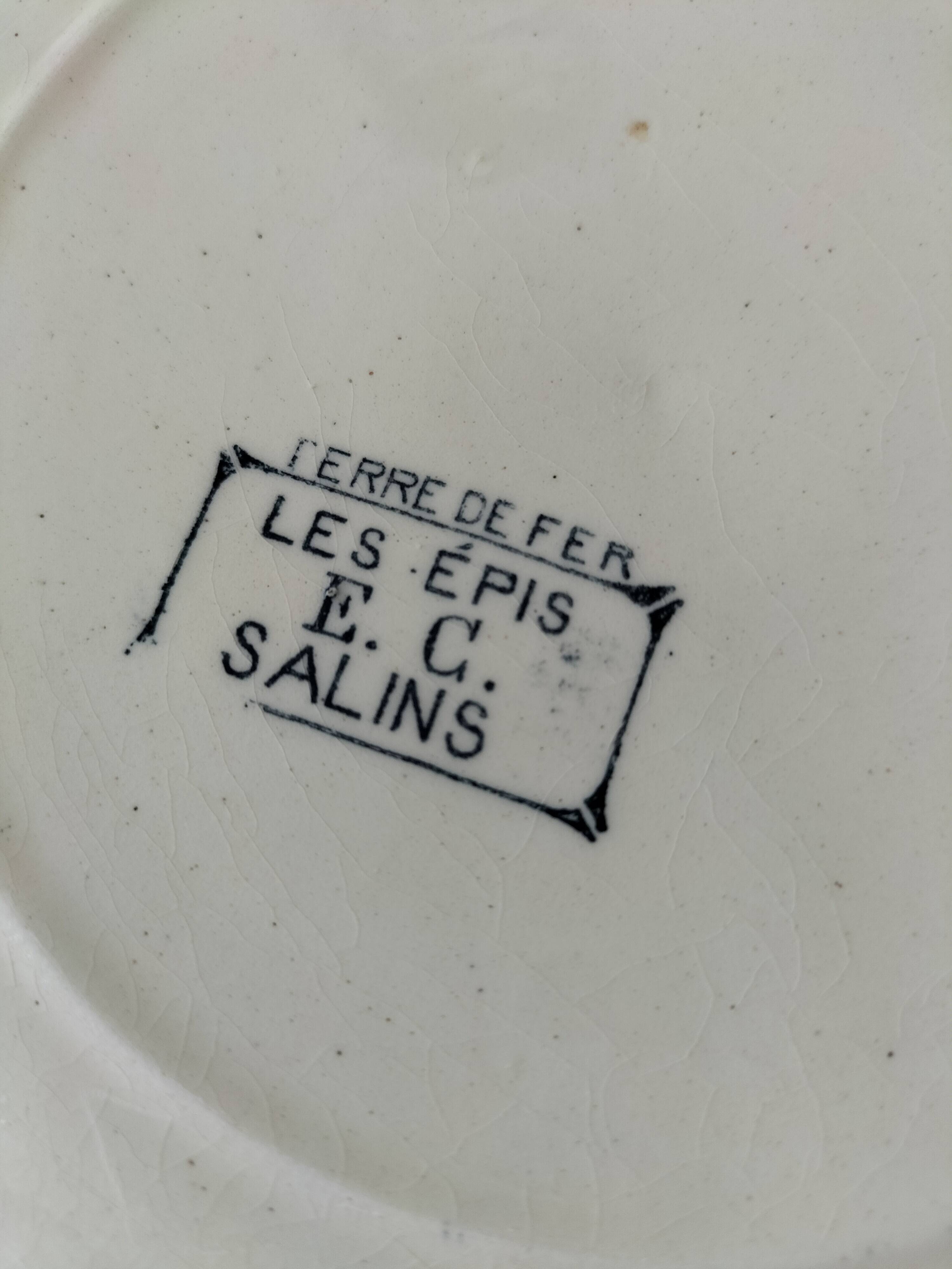 6 old E.C. Salins “Les Épis” ironstone soup plates