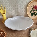 Plat coquillage blanc Emile Henry France vintage