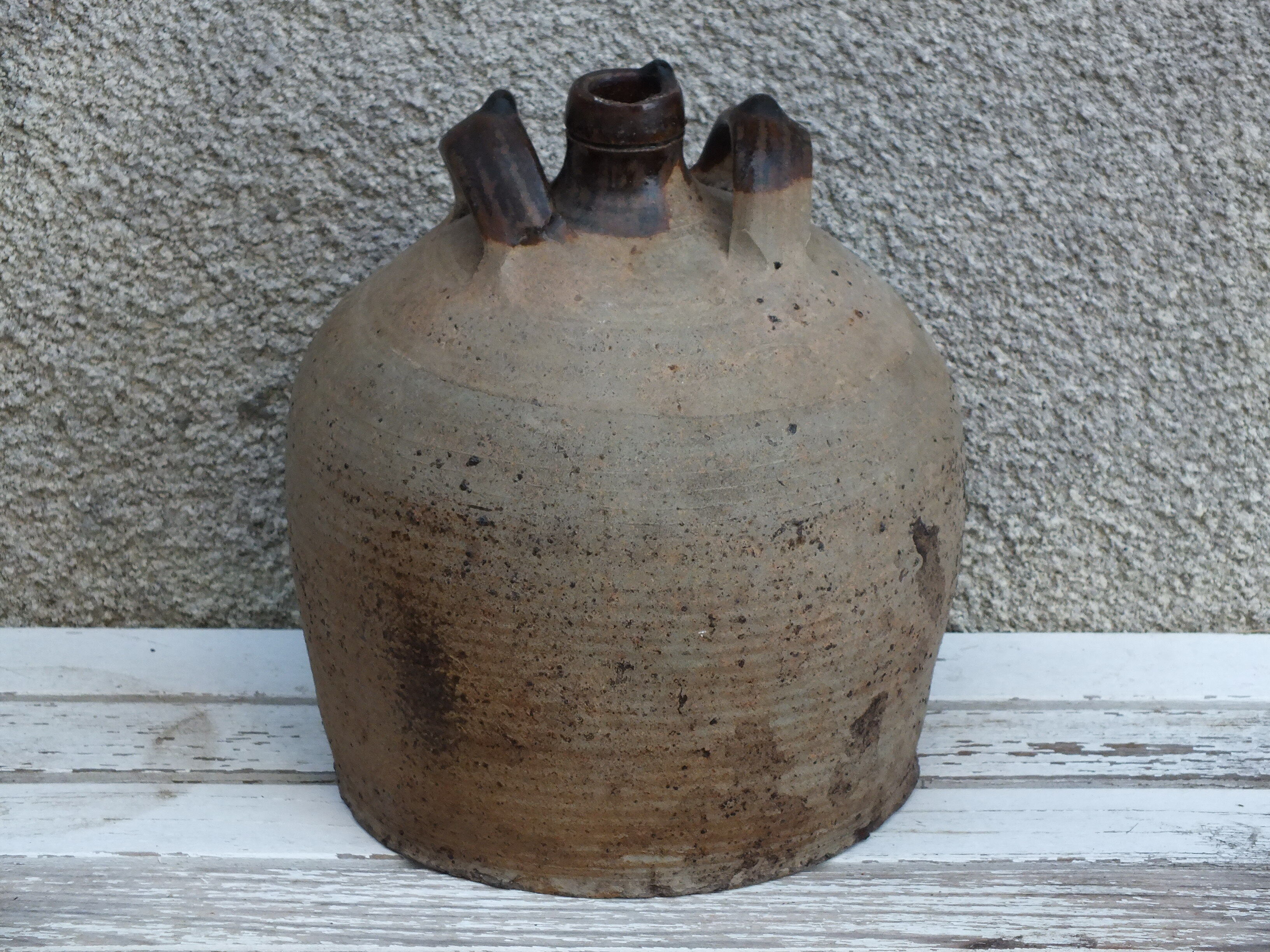 Glazed clay oil jar - ancient pottery